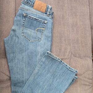 American Eagle Outfitters Blue Denim with Gold Stitching